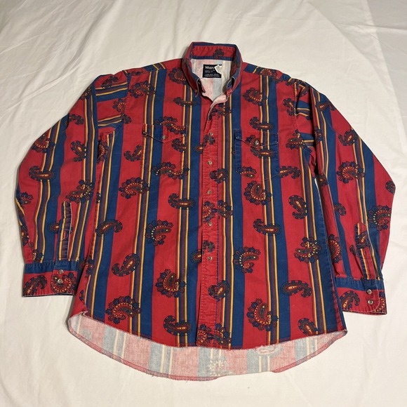 Wrangler Other - Vintage Wrangler Cowboy Cut BrushPopper Aztec Shirt Size 16.5-35 X-Long Tail
